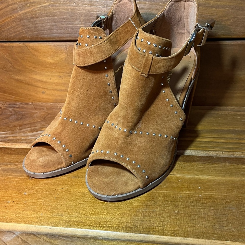 Brown Suede Studded Women's Sandals